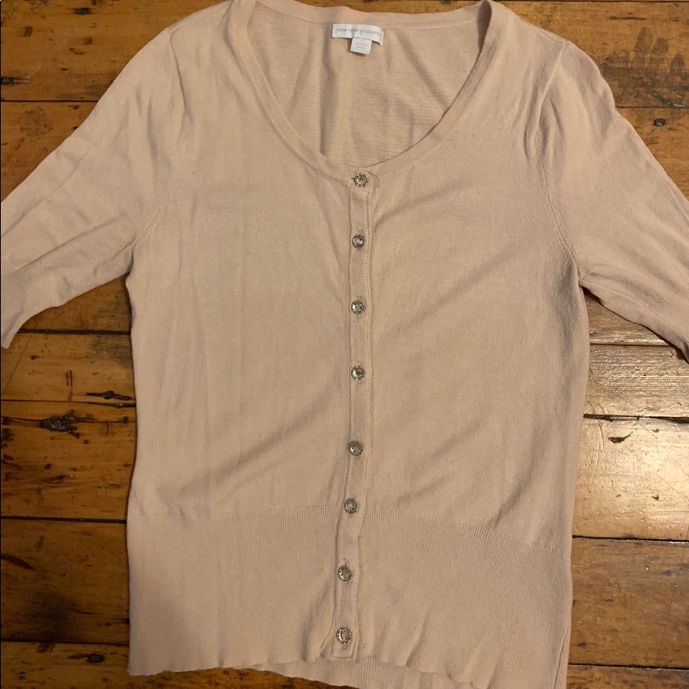 Pink Cardigan with Rhinestone Buttons